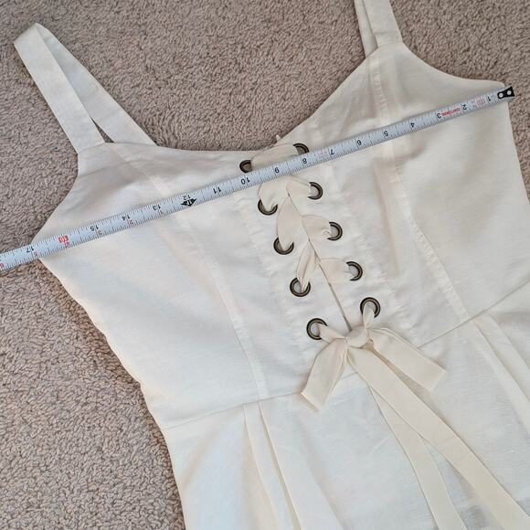 J.Crew Point Sur Peplum White Linen Cotton Lace-Up Sleeveless Top, size XS - Picture 4 of 8